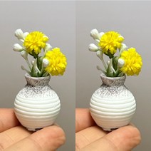 가더GADE 납골당 미니 조화 화분 1+1 2개 세트 도자기 꾸미기 리스 꽃장식 조화 봉안당 미니어쳐 미니어처 초미니 국화, 3AF) No.2) YL