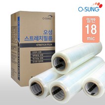 오성 공업용랩 스트레치필름 박스판매 (1박스 4롤), 4롤, 18mic x 50cm x 350M (1박스)