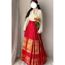 투톤 계량 빅사이즈 저고리 두루마기 생활한복원피스 덧치마 허리 꽃자수 레이스 안감