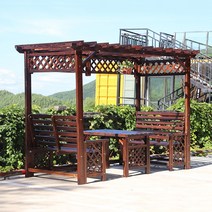 원두막 전원주택 파고라 옥상정원 바베큐장 테라스 조립식 등나무 방부목 차양 발코니 야외, 오버사이즈(책걸상 미포함)