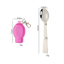 야외 접는 여행 캠핑기구 스테인레스 포켓 스푼 포크 라이트 소형 접이식 스푼 포크 캠핑 피크닉 도구 식기, 분홍색 상자가있는 포크