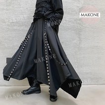 Makone 상표등록 가을 스트릿 패션 와이드 언발 펀칭 포인트 팬츠 바지