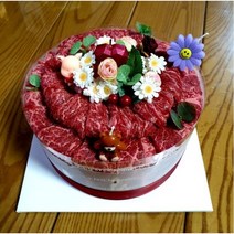 특이한 한돈 고기 케이크 와규등심 꽃갈비살 삼겹살 케익 1개, 한우케익1.3kg