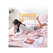 신문사 당직근무자 홑이불 캠핑카차박 인견소재 인견인불 꿀잠 시원한여름이불 거즈이불 에어컨섬유 시원함, 핑크 D-Q