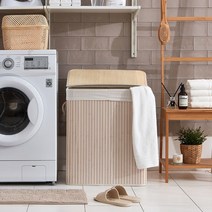 [한빛카페트]내츄럴무드 대나무 햄퍼 클립형 빨래바구니 특대형, 상세설명 참조, 베이지