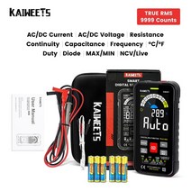 배터리 테스터기 건전지 smart multimeter 9999 counts true rms digital smart auto range 1000v 10a tester meter, km601-블랙