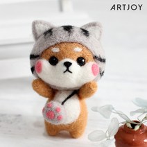 아트조이 DIY 양모펠트 키링 키트 고양이 시바, 1개
