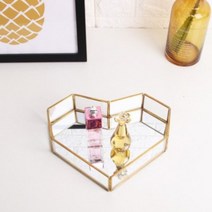 골드 트레이 화장대 정리 사각 팔각 접시 하트, 하트 트레이