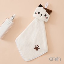 더캣 포켓타올 미니수건 자수 캐릭터 어린이집수건 유치원준비물 휴대용 손수건, 화이트