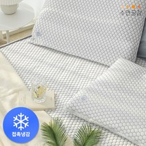 수면공감 에어캡슐 냉감 아이스세트(베개커버+냉감패드), 쿨링패드 Q, 키즈 에어캡슐 베개커버