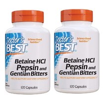 Doctors Best 펩신 소화효소 위산보충제 120캡슐 x2팩 Betaine HCl Pepsin Gentian