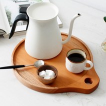 홈데코 원형 나무트레이 우드쟁반 원목인테리어 1개, 대