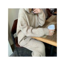 부드러운 후드니트세트 니트바지 여성니트츄리닝세트 니트트레이닝 여성니트세트