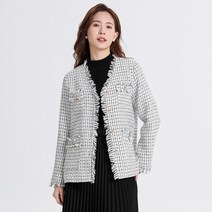 YAMANMAN 여성 버튼 장식 술 디테일 데일리 자켓 봄/가을용 캐주얼 면마 코트