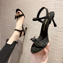 핀드리 5 8cm 스웨이드 발목 스트랩 여성 샌들 힐 2color