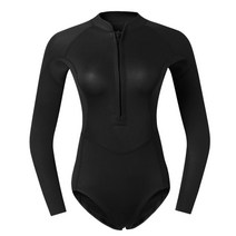 다이빙 수트 슈트 겨울바다 2mm 네오프렌 잠수복 여성 원피스 긴팔 스쿠버 잠수복 래쉬, 블랙 xs