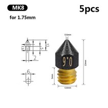 용접 팁 노즐 5pcs PTFE 코팅 MK8/E3D/화산 노즐 0.2-1.2mm 압출기 프린트 헤드 3D Ender3 Pro CR10/S 핫, 01 MK8-5pcs_04 0.5mm