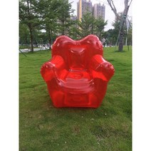 투명 에어소파 캠핑용 빈백 튜브 디자인 휴대용 에어, 투명한 소파+전동펌프