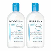 Bioderma Hydrabio H2O Micellar Water Cleansing and Make-Up Removing for Dehydrated 바이오더마 하이드로바이오 미셀라 워터 H2O 클렌징 앤 메이크업리무버 16.7oz(500ml) 2팩, 1개