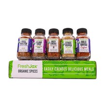 FreshJax USDA오가닉 바베큐 시즈닝 향신료 5개 선물 세트-그릴매스터 아일랜드스파이스 로지칙스 시트러스 페퍼 케이준 Organic Spices and Seasonings