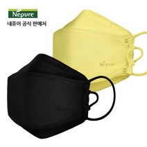 네퓨어 프리미엄 KF94 대형 황사 미세먼지 끈조절 컬러 마스크, 프리미엄 KF94 검정색+노란색 30매씩