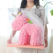 장미유니콘 장미곰돌이 로즈베어 발렌타인데이 화이트데이 특별한날 졸업식 기념일 생일선물 크리스마스 여자친구 아내 꽃선물 조화 꽃다발 홈인테리어 플라워베어_쯔야코드, 면사포유니콘+케이스+조명