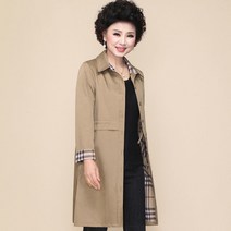 중년 엄마 가을 트렌치코트 여성 봄가을 중기장 중장년 서양풍 얇은 코트