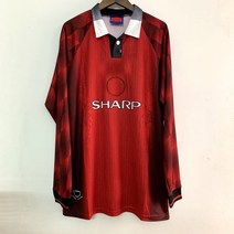 맨L 빈티지 유니폼 9596시즌 붉은 악마 홈 칸투나 베컴 긴팔 축구복 세트 축구, 빨강