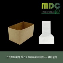 [엠디컴퍼니] 크라프트 버거 토스트 트레이(자체제작)+노루지 덮개 세트상품(400개) 토스트트레이 버거트레이 토스트포장 크라프트트레이 버거포장 버거덮개 토스트덮개, 400개