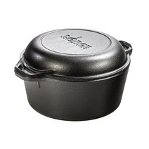 Lodge 프리시즌드 무쇠 더블 더치 오븐 5쿼트, 5 Quart, Bundle, 5 Quart