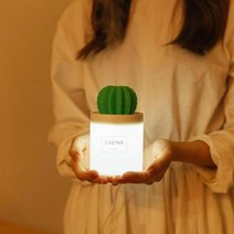 휴대용 미세먼지 공기청정기 부드러운 LED 라이트 선인장 초음파 가습기 280ML 에센셜 오일 디퓨저 가정, 04 with light