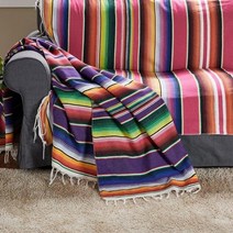 여름 이불 세트 차렵이불 레이스이불mexican serape 블랭킷 여행 스트라이프 레인보우 비치 담요 mat with tassel for 침대 야외 피크닉 소파 커버 코튼, 자주색, 35x215cm