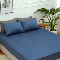 극세사 침대패드 간절기 봄 여름 가을 겨울 순면 모달 시원한 쿨링 싱글 퀸 이부자리, 네이비, 어반 호텔식 패드 퀸(150x200)