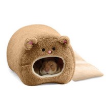 쥐 햄스터 겨울 따뜻한 매달려 케이지 그물 침대 귀여운 곰 하우스 작은 모피 동물에 대 한 침대 매트, 하나, 갈색