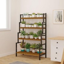 화분진열대 정리대 화분대 다육이 인테리어 스탠드 선반 발코니랙 실내 원목 스탠드 거치대, 60, 5 블랙 4CMD