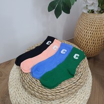 여성골프 양말 C로고 자수 골지 스포츠 양말 골프 데일리, 핑크