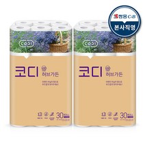 코디 [본사직영] 허브가든 3겹 롤화장지 27M 30롤, 2팩
