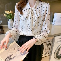 [PINK LITCHI]여성 여름 가을 캐주얼 도트 땡땡이 블라우스 jj430