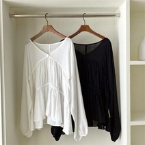 다잇템 여자 빅사이즈 잔주름 비침 SS 페미닌 블라우스 (9824122)