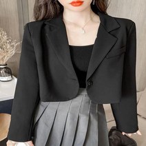 카인드샵 여성 루즈핏 테일러드 크롭자켓 싱글버튼 숏재킷 봄가을