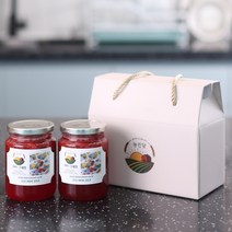 선물박스 수제 과일청 달콤딸기청 2병세트 답례품 카페 납품, 700g 딸기청 2병세트+문구인쇄