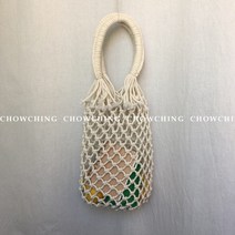 네트백 스몰 우븐 네츄럴 이너 매쉬 레더 토트백 가죽 피크닉 그물백
