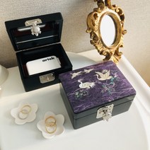 행운 보석 블루퍼플 자개함 자개보석함 외국인선물 돌잔치답례품, 퍼플송학