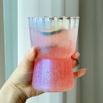 1+1 오로라힐즈 내열유리컵 쥬스 홈카페 유리잔 아이스컵 홀로그램 언더락 320ml