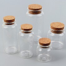 코르크유리병 바이알병 원통형 글라스보틀 샘플병 공병, 37x70mm, 1개