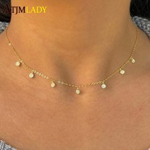 925 sterling silver clear cz station multi charm choker 패션 섬세하고 우아한 디스코 도트 드립 드롭 펜던트 목걸이 여성용