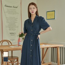 [당일배송] 에트아 스티치 카라 반팔 원피스