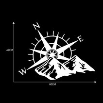 캠핑카 꾸미기 악세사리 car hood sticker 나침반 산 스티커 large decal camper van pvc motorhome wall art vinyl car, 하얀, 60cm
