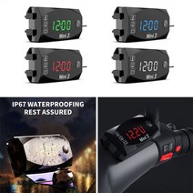 3 In 1 디지털 시간 자동차 시계 바이크 오토바이 보트 DC 6V-30V 멀티 온도계 전압계 LED 오디오 Usb 스위치 방수 테스터, [03] 파란