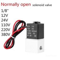 솔 밸브 평상시 열림 황동 솔레노이드 1/8 quot12V 24V 110V 220V 380V 2 방향 물 공기 가스 용 공압 양방향, [01] 1/8